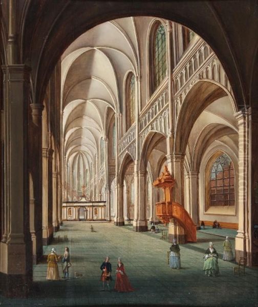 Churchinterior Oil Painting by Jean-Baptiste Dussillion