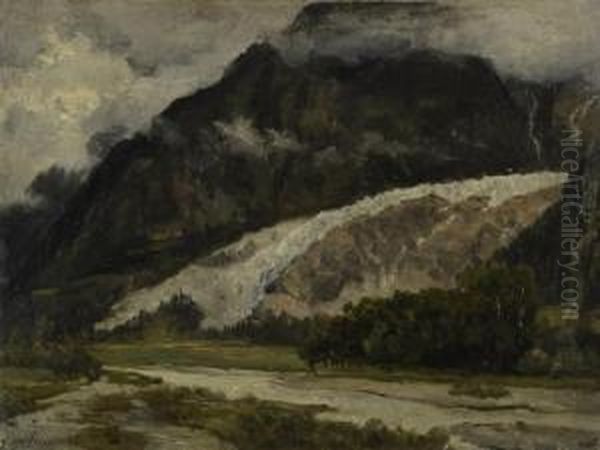 Vallee Suisse Au Glacier Oil Painting by Constant Dutilleux