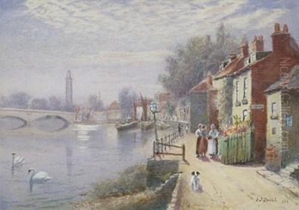 Views On The Thames Near Chiswisk And Chiswick Eyot Oil Painting by Edward John Duval