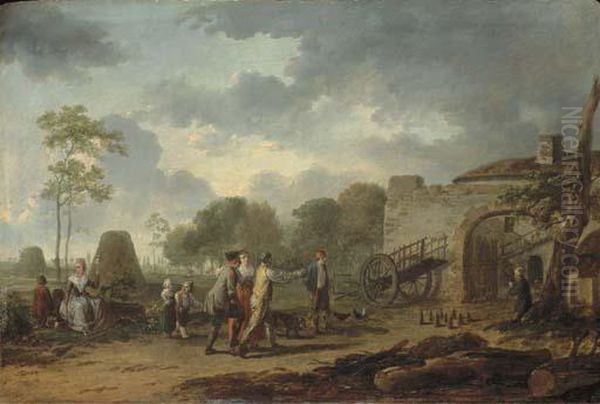 Le Jeu De Quilles Oil Painting by Eustache Francois Duval