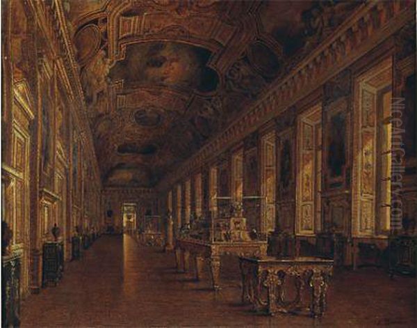 Vue De La Galerie D'apollon Au Louvre Oil Painting by Victor Duval