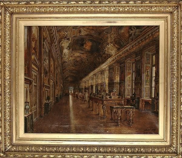 The Galerie D'apollon, The Louvre Oil Painting by Victor Duval