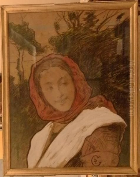 Portrait De Jeune Femme Devant La Mer Oil Painting by Leon Duval-Gozlan