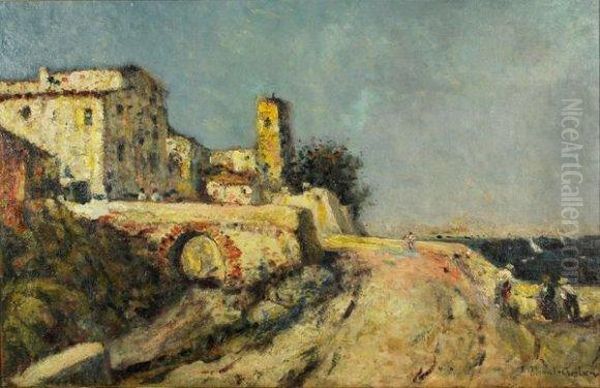 Les Remparts D'antibes Oil Painting by Leon Duval-Gozlan