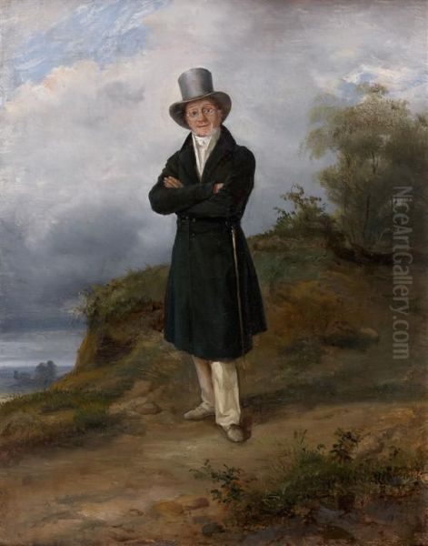 Portrait De Gentilhomme Sur Une Falaise Oil Painting by Jules-Alexandre Duval-Lecamus