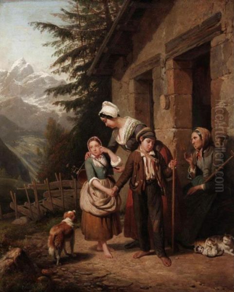 A Tearful Goodbye Oil Painting by Jules-Alexandre Duval-Lecamus