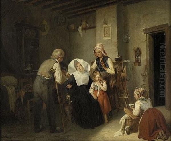 The Visit Oil Painting by Pierre Duval-Lecamus