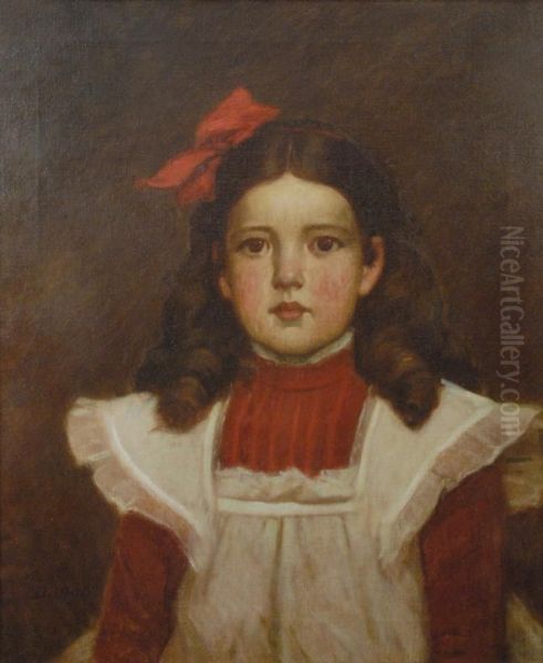 Portrait Of Mary Mallon, As A Child Oil Painting by Frank Duveneck