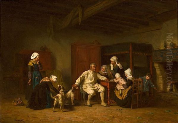 Escena Familiar Oil Painting by Theophile-Emmanuel Duverger