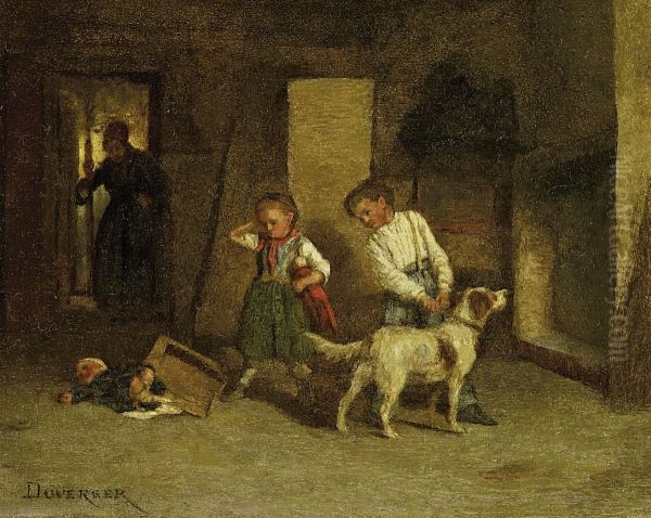 The Mis-hap Oil Painting by Theophile-Emmanuel Duverger