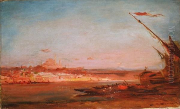 Soleil Couchant A Constantinople Oil Painting by Henri Duvieux