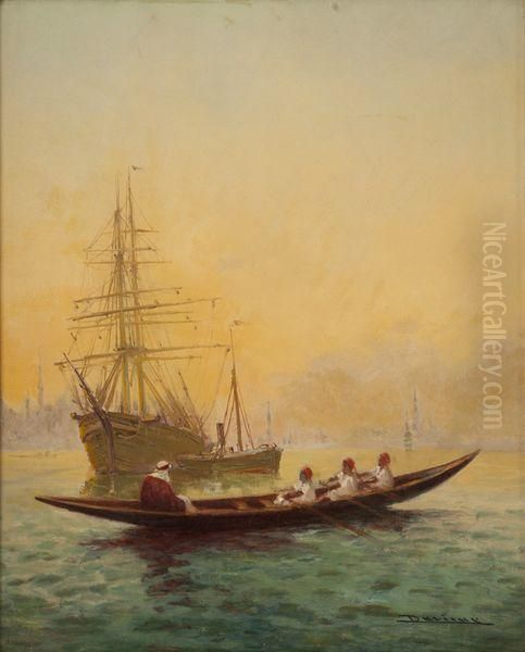 Barque A Constantinople Oil Painting by Henri Duvieux