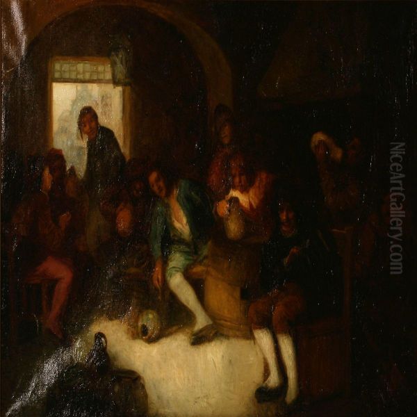 Festive Atmosphere In An Inn Oil Painting by Carl Duxa