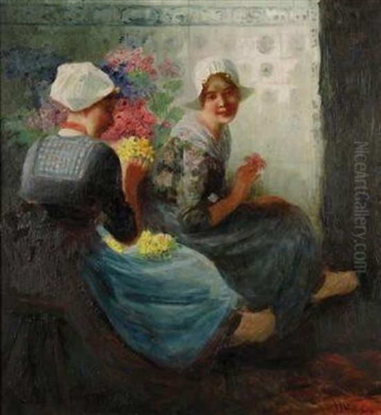 Blumenfrauen Oil Painting by Carl Duxa