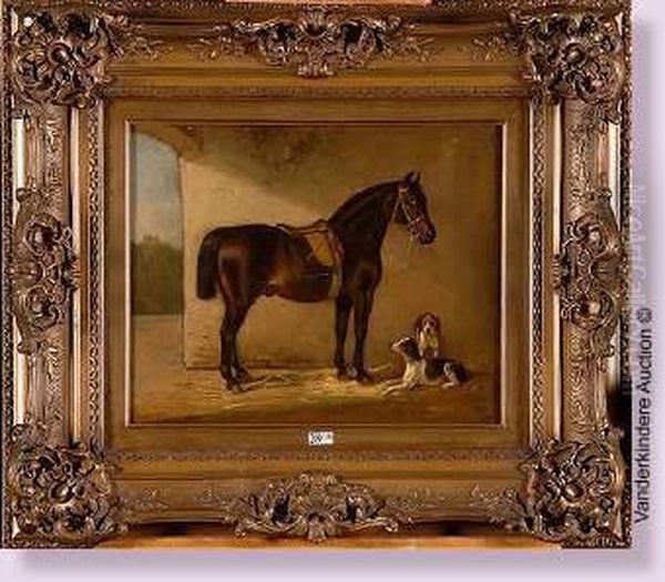 Cheval Et Chiens Oil Painting by Francois Duyck