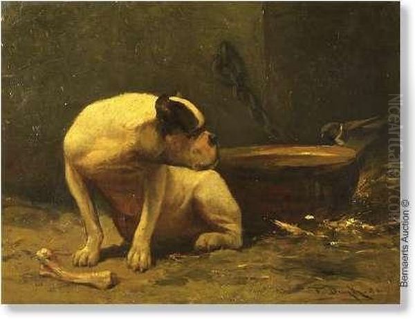 Bulldog Oil Painting by Francois Duyck