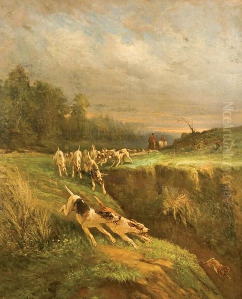 Chasse Aux Chiens Oil Painting by Francois Duyck