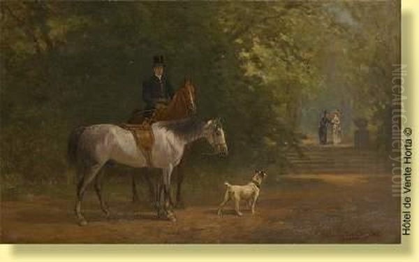 En L'attente De La Cavalerie Oil Painting by Francois Duyck