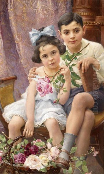 Thesiblings Oil Painting by Franz Dvorak