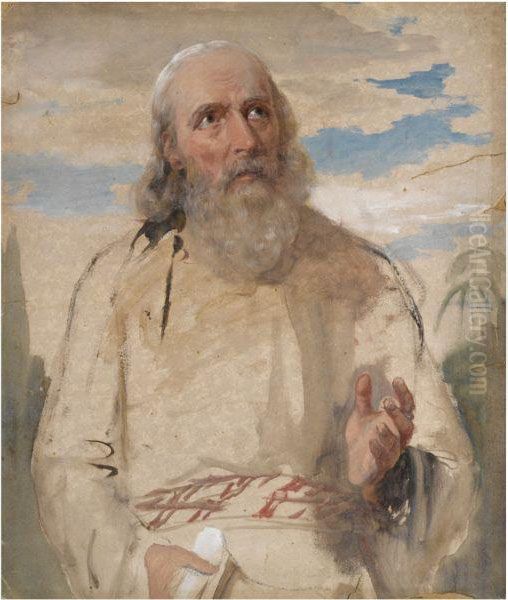 Study Of A Saint For The Fresco In All Saint's Margaret Street Oil Painting by William Dyce