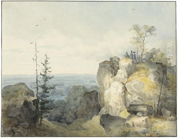 Wanderer Im Altmuhlthal Oil Painting by Hermann Dyck