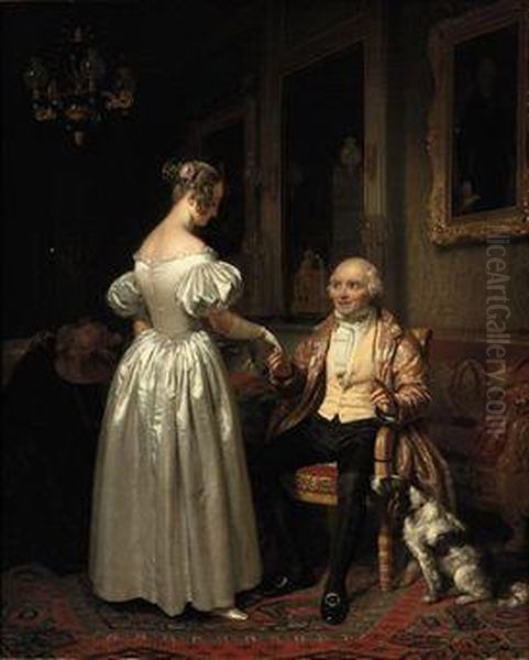 Paternal Advice Oil Painting by Josephus Laurentius Dyckmans