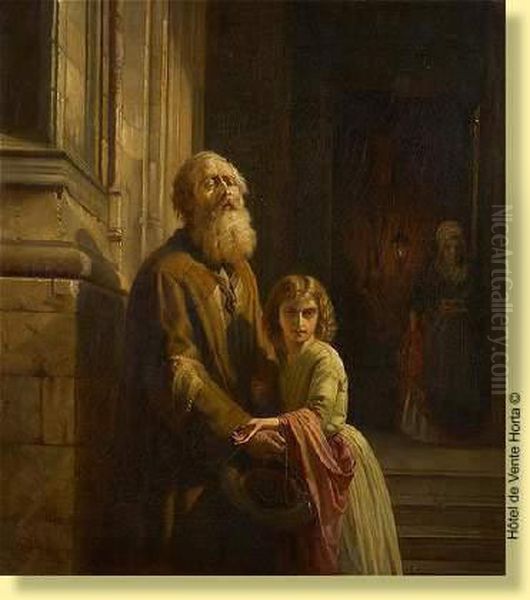 Parvis D'eglise Anime Oil Painting by Josephus Laurentius Dyckmans