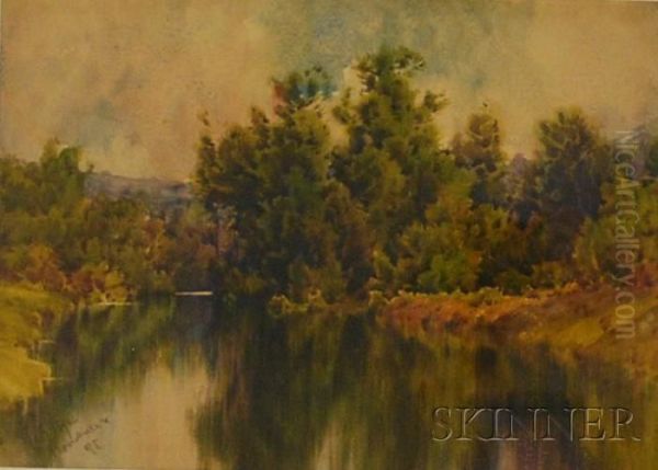 Rhode Island River View Oil Painting by Hezekiah Anthony Dyer