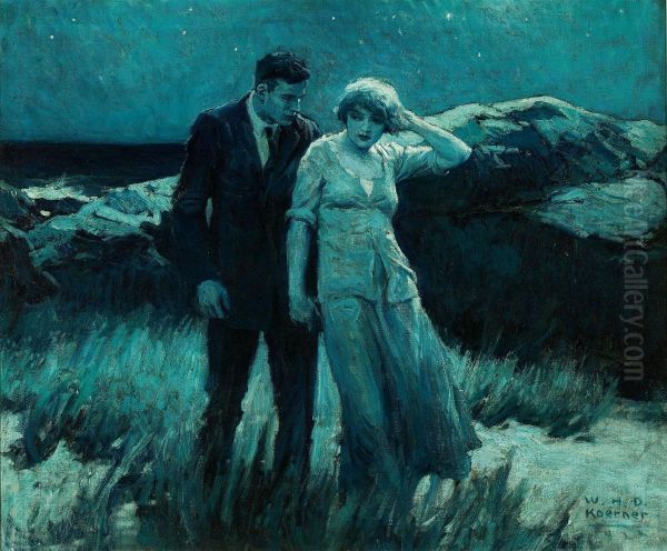 Moonlit Walk Oil Painting by William Henry Dethlef Koerner