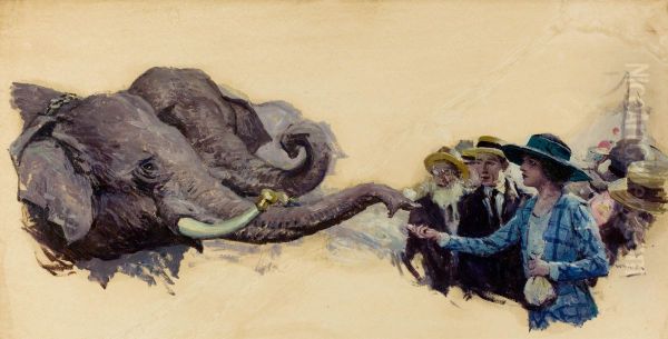 Feeding The Elephants Oil Painting by William Henry Dethlef Koerner