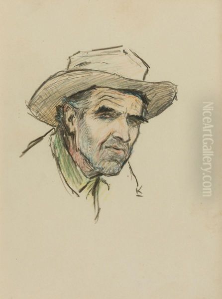 Gene Underwood Of Cooke City, Montana Oil Painting by William Henry Dethlef Koerner