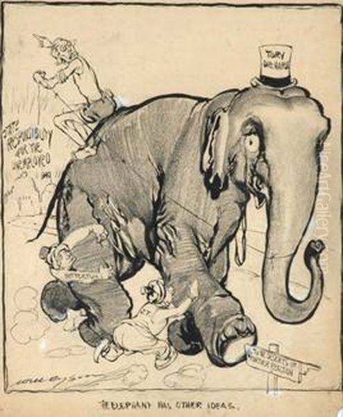 The Elephant Has Other Ideas Oil Painting by William Henry Dethlef Koerner