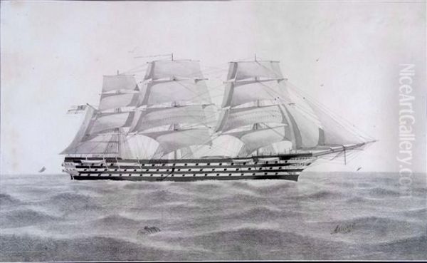 H. M. S. St. Vincent 1815 Oil Painting by A. Eades