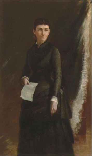 Portrait Of A Lady Holding A Letter Oil Painting by Susan H. Macdowell Eakins