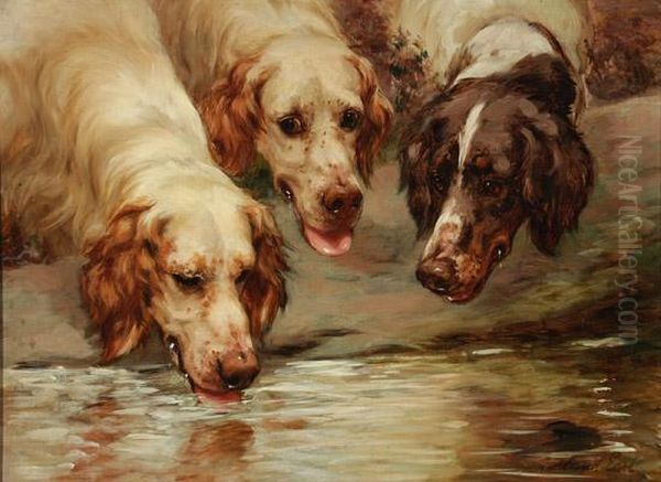 English Setters Oil Painting by Maud Earl