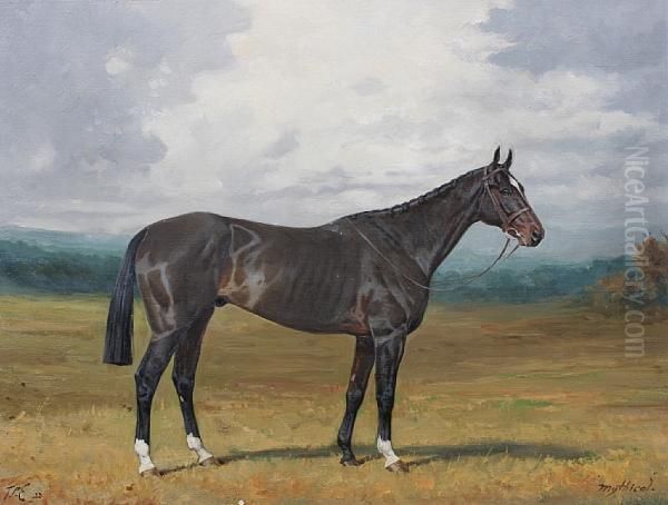 A Dark Bay Hunter - 'mythical' Oil Painting by Percy Earl