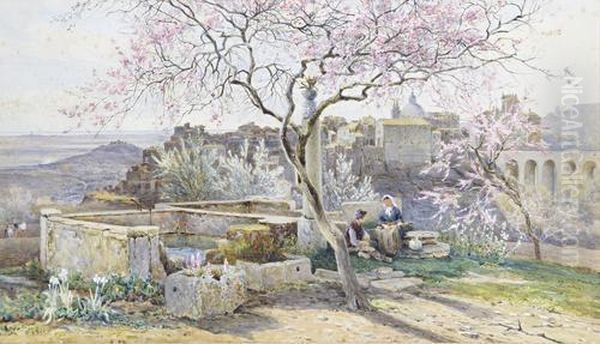 In A Garden Near Rome Oil Painting by Charles Earle