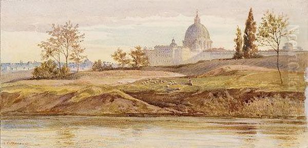 Veduta Di Roma Con Il Tevere E S.pietro Oil Painting by Charles Earle