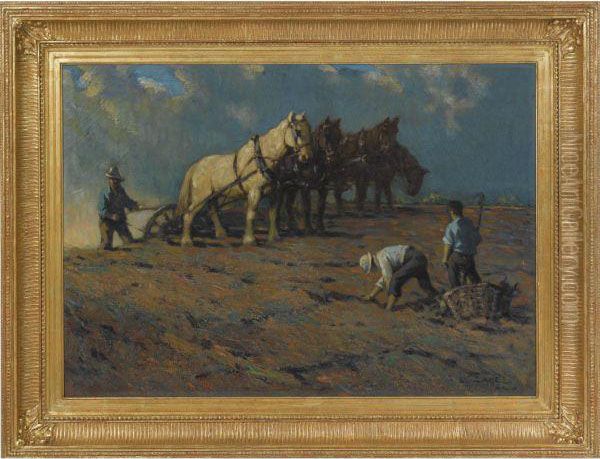 Plowing Oil Painting by Lawrence Carmichael Earle