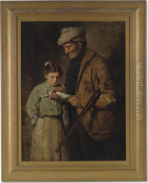 Hunter With Young Girl Oil Painting by Lawrence Carmichael Earle