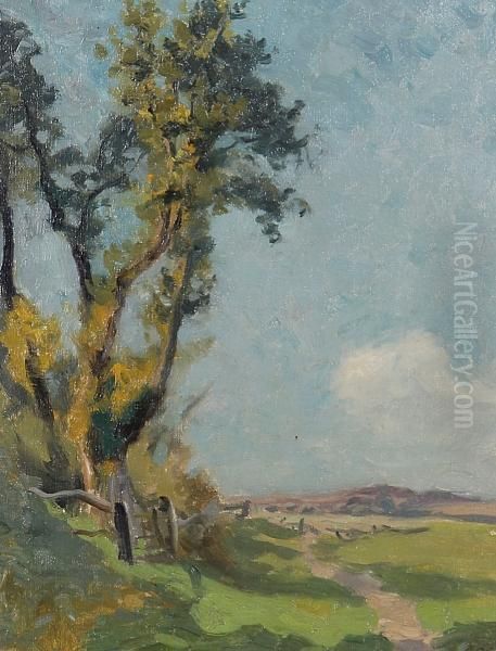 A Summer Landscape Oil Painting by Sir Alfred East