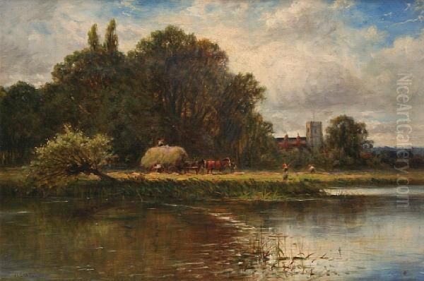 Haymaking Near Arundel Oil Painting by H. East