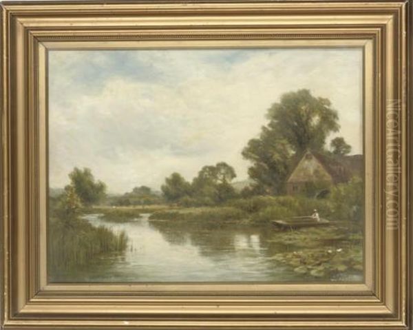 Fishing On The River Oil Painting by H. East