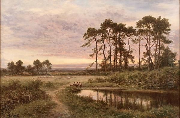 Evening |glow, Surrey Oil Painting by H. East