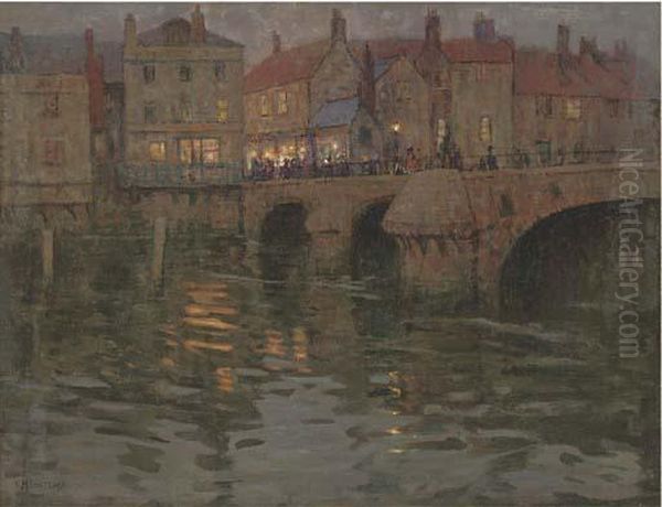 The Town Bridge, On A Summer's Evening Oil Painting by Charles Herbert Eastlake