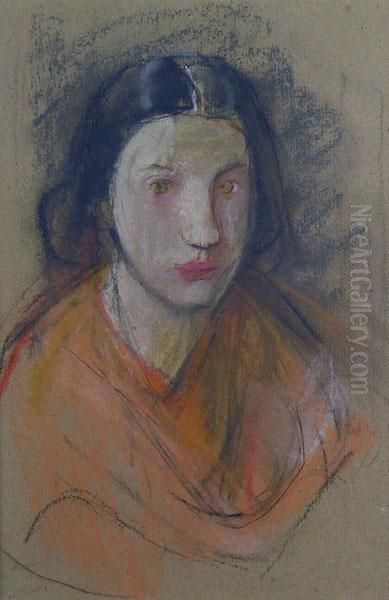 Woman In Orange Oil Painting by Mary Alexandra Bell Eastlake