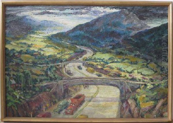 Highway Through The Mountains Oil Painting by William Joseph Eastman