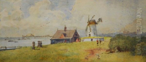 Lytham Windmill Oil Painting by Walter Eastwood