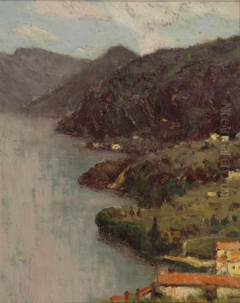 View Of Lecco From Villa Serbelloni, Lake Como Oil Painting by Charles Warren Eaton