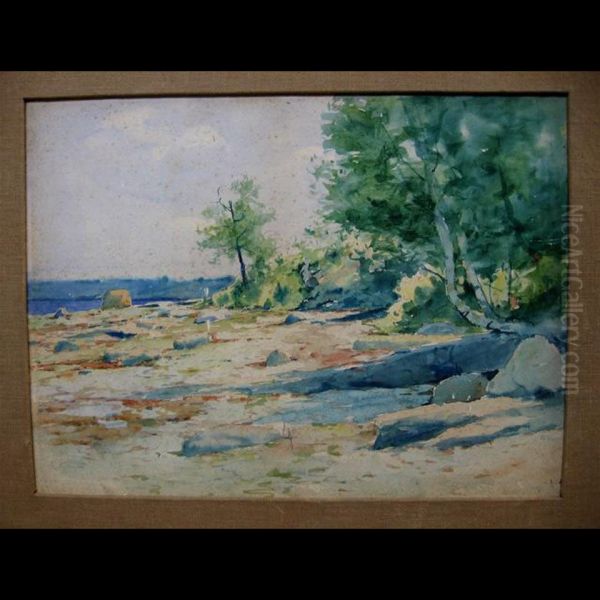 A Rocky Shore Oil Painting by Charles Warren Eaton